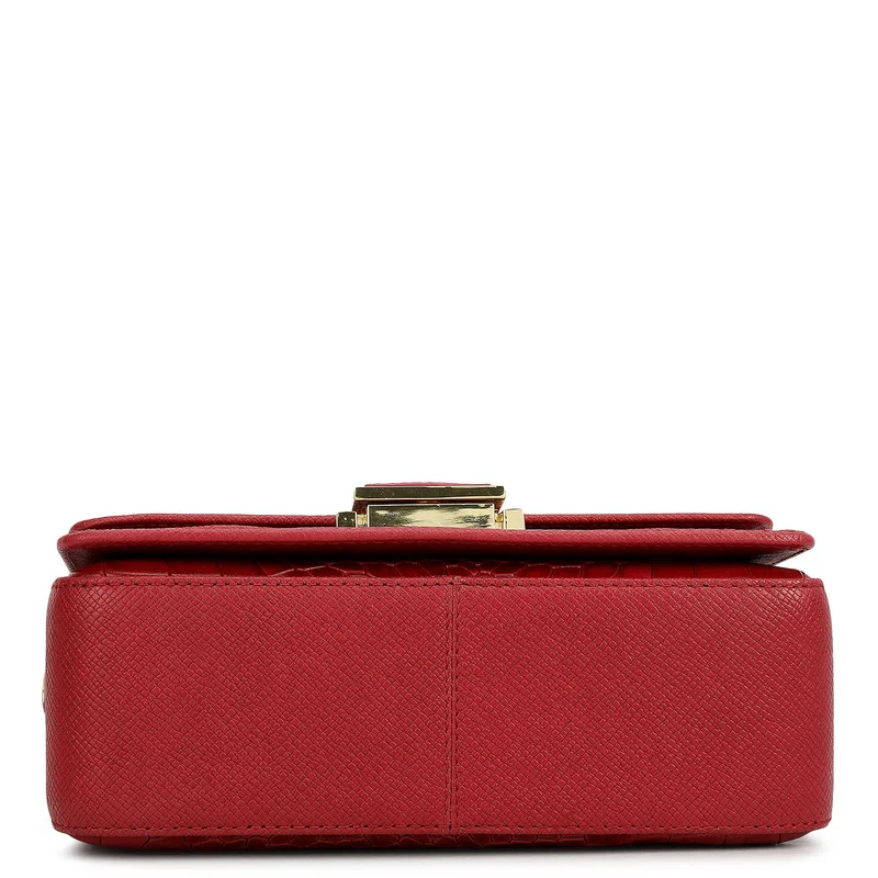 Da Milano Plumberry Small Croco Leather Satchel - Plumberry for Women | Best Price UAE